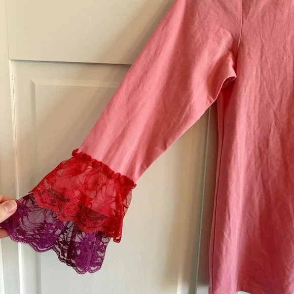 Matilda Jane Pink Radiant Lace Sleeve Top Paint by Numbers Girls 14 NEW WITH TAG - Picture 4 of 14